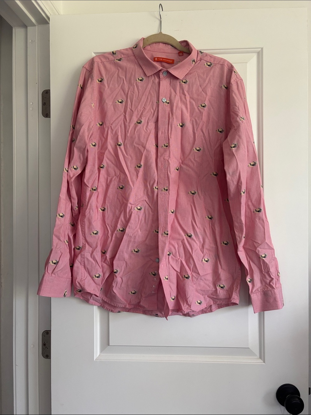 Tori Richard Pink Button-Down Shirt with Small fishPrint